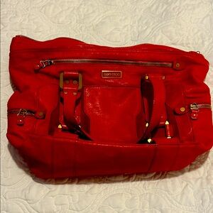 Jimmy Choo Scarlet Red Tote with Gold Accents